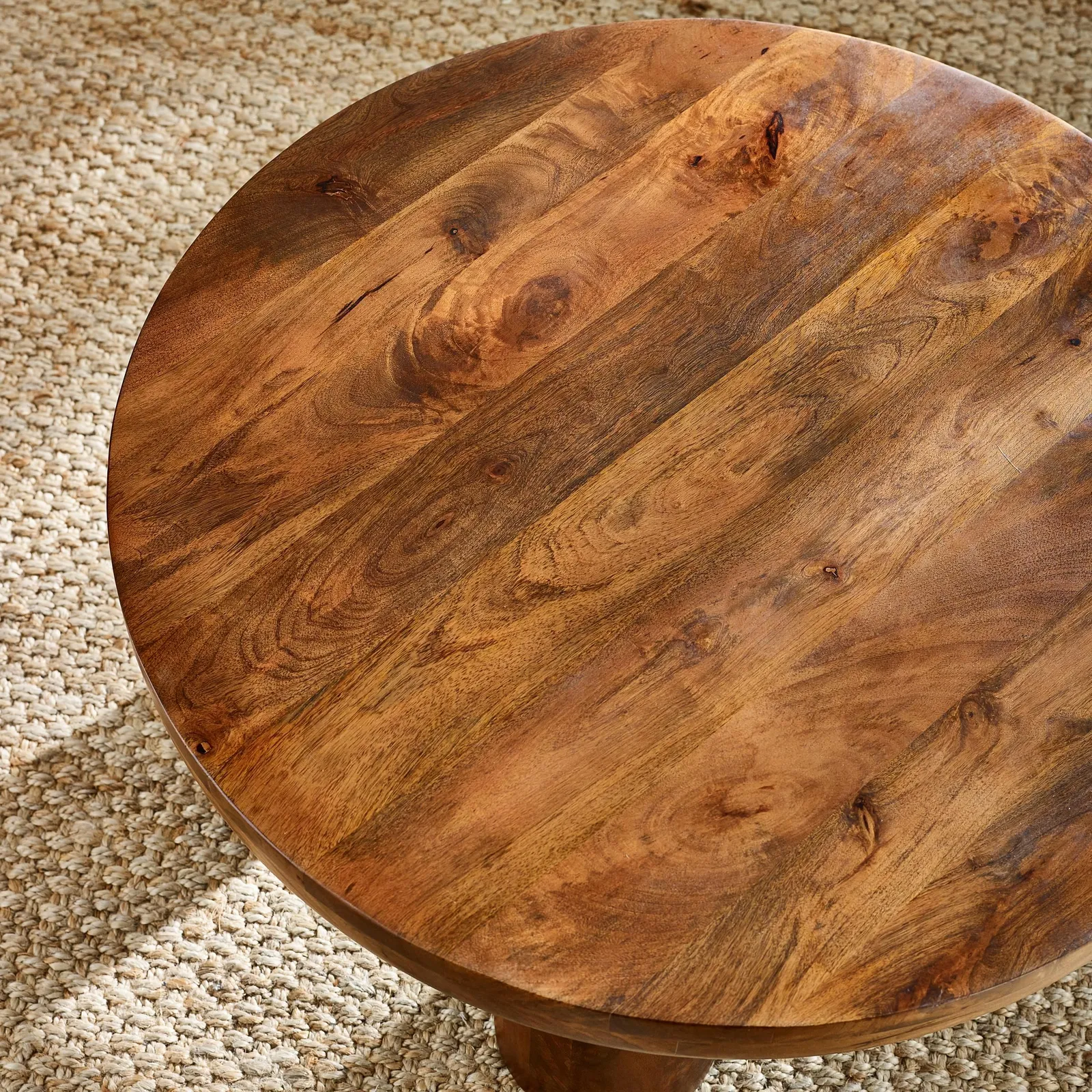 FurnitureboxUK Amy Round Solid Mango Wood Coffee Table in Brown 5