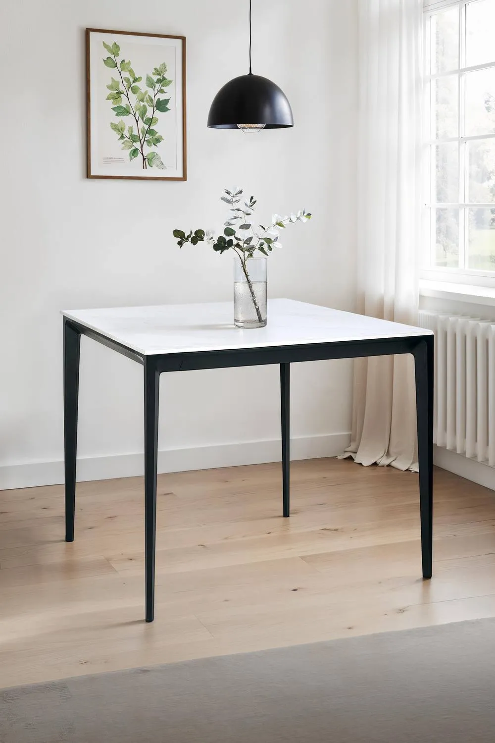 Julian Bowen Miami Square Stone Top 4 Seater Dining Table in White