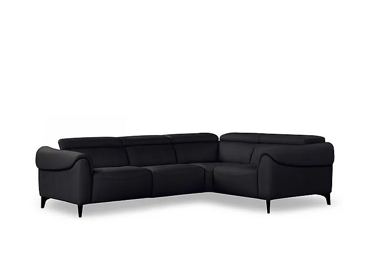 Nicole Small Leather Corner Sofa - Torello Nero - Sofas and Armchairs - In Time for Christmas