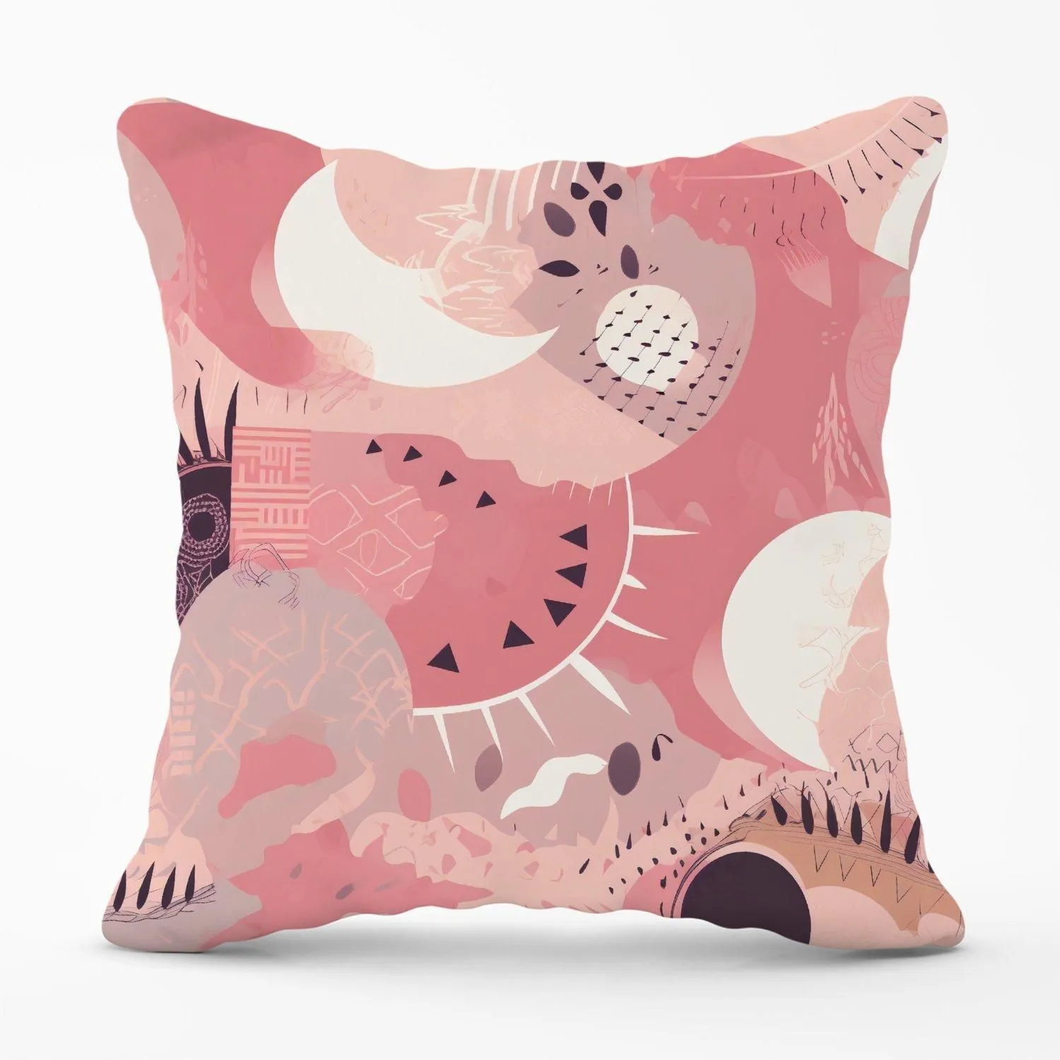 Warren Reed - Designer Abstract Pink White Outdoor Cushion
