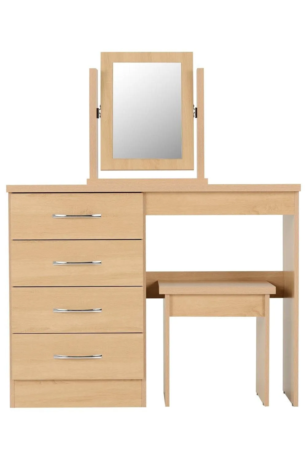 Seconique Nevada 4 Drawer Dressing Table Set in Light Oak 2