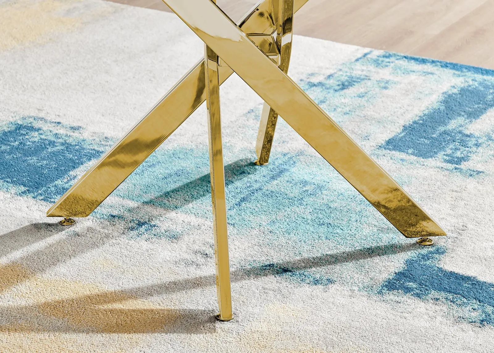 FurnitureboxUK Novara 100cm Round 4-Seater Dining Table With Gold Chrome Legs in Off-White 6