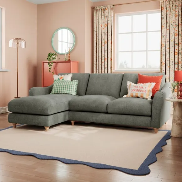 Hattie Tonal Plush Chenille Corner Chaise Sofa 1
