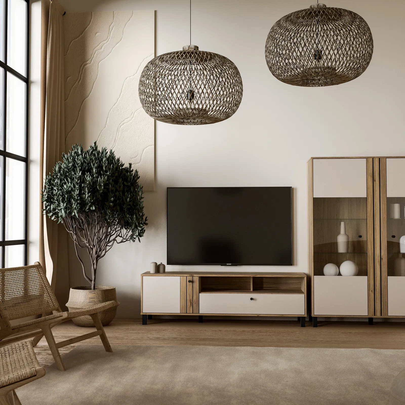 Furniture To Go Grafton TV Unit n Cream & Oak 5