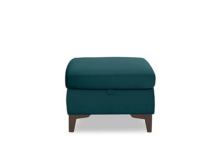 Zoom Leather Storage Footstool - Midnight Jade