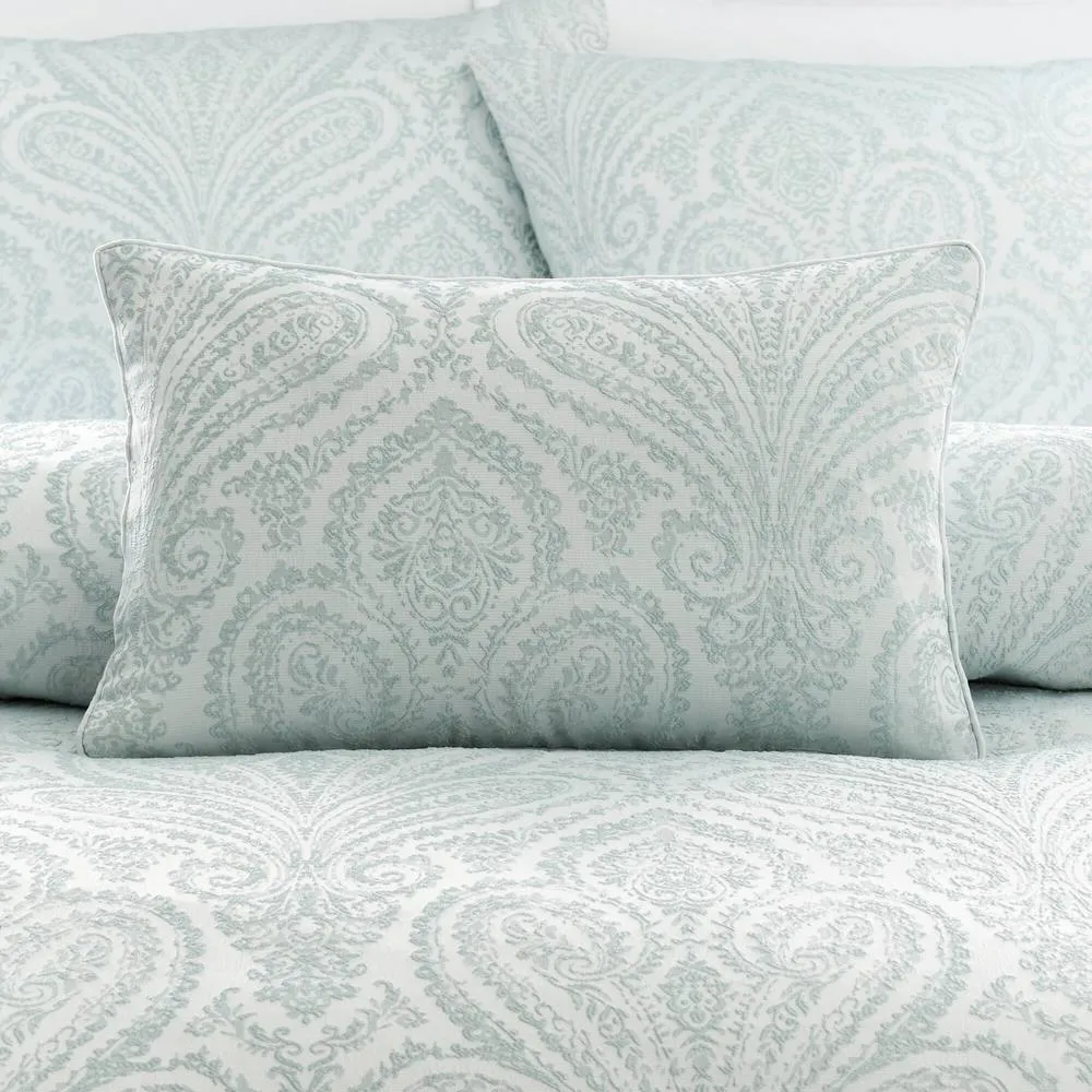 Portfolio Home Montpellier Paisley Jacquard Filled Boudoir Cushion Pillow 32 x 50cm in Light Green