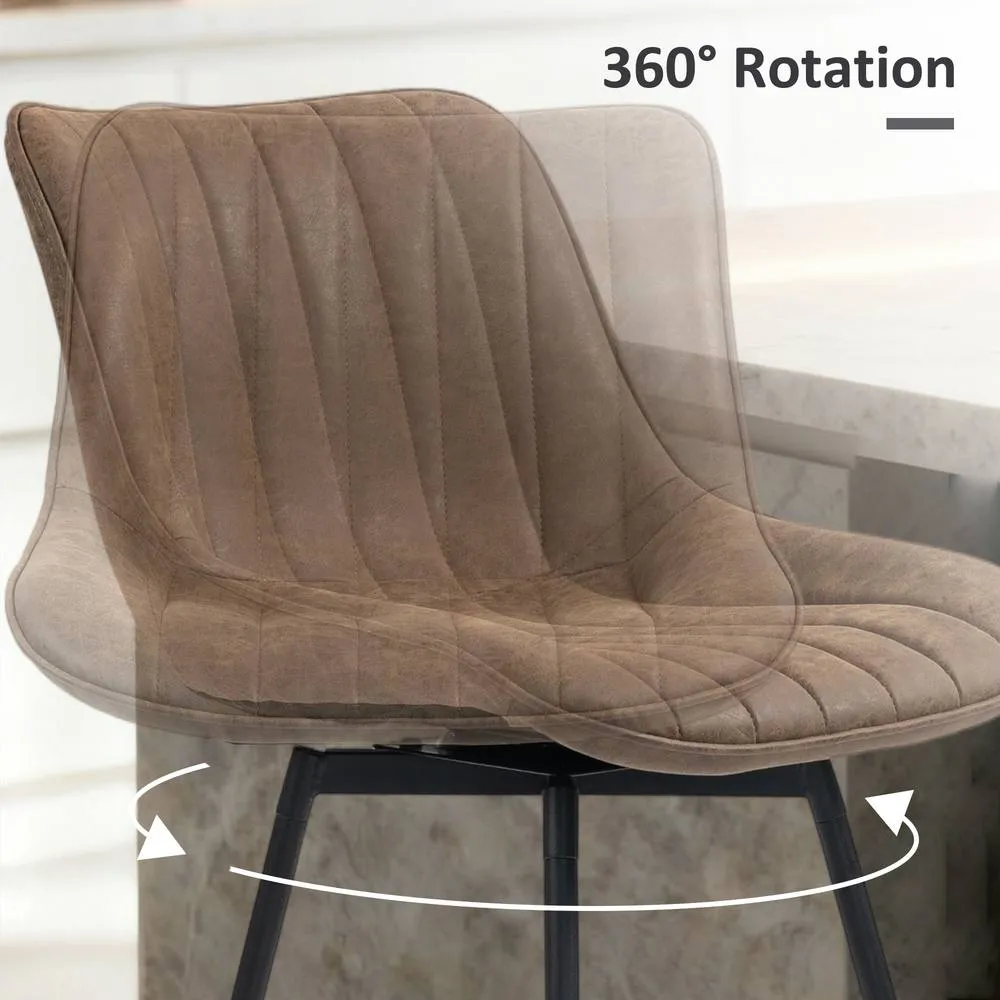 HOMCOM Swivel Bar Stools Set of 2, PU Leather Upholstery, Brown 5