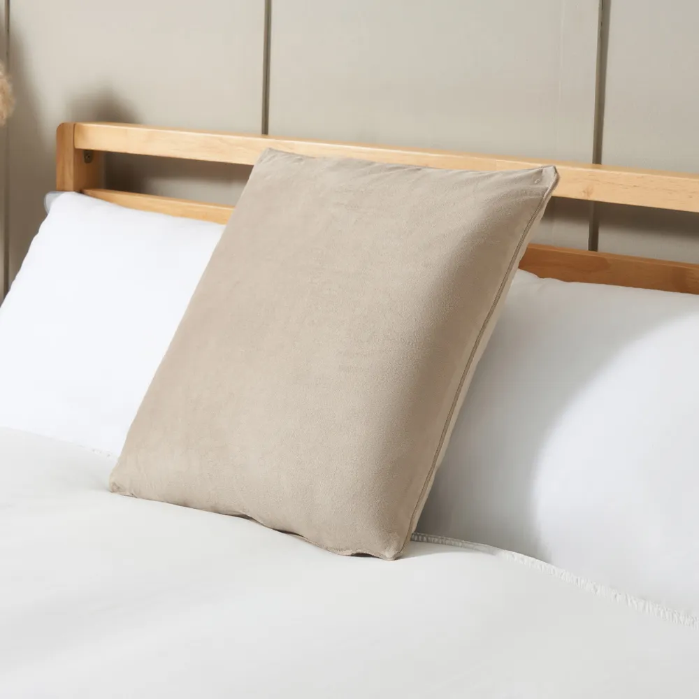 Small Velour Piped Cushion, Natural 1
