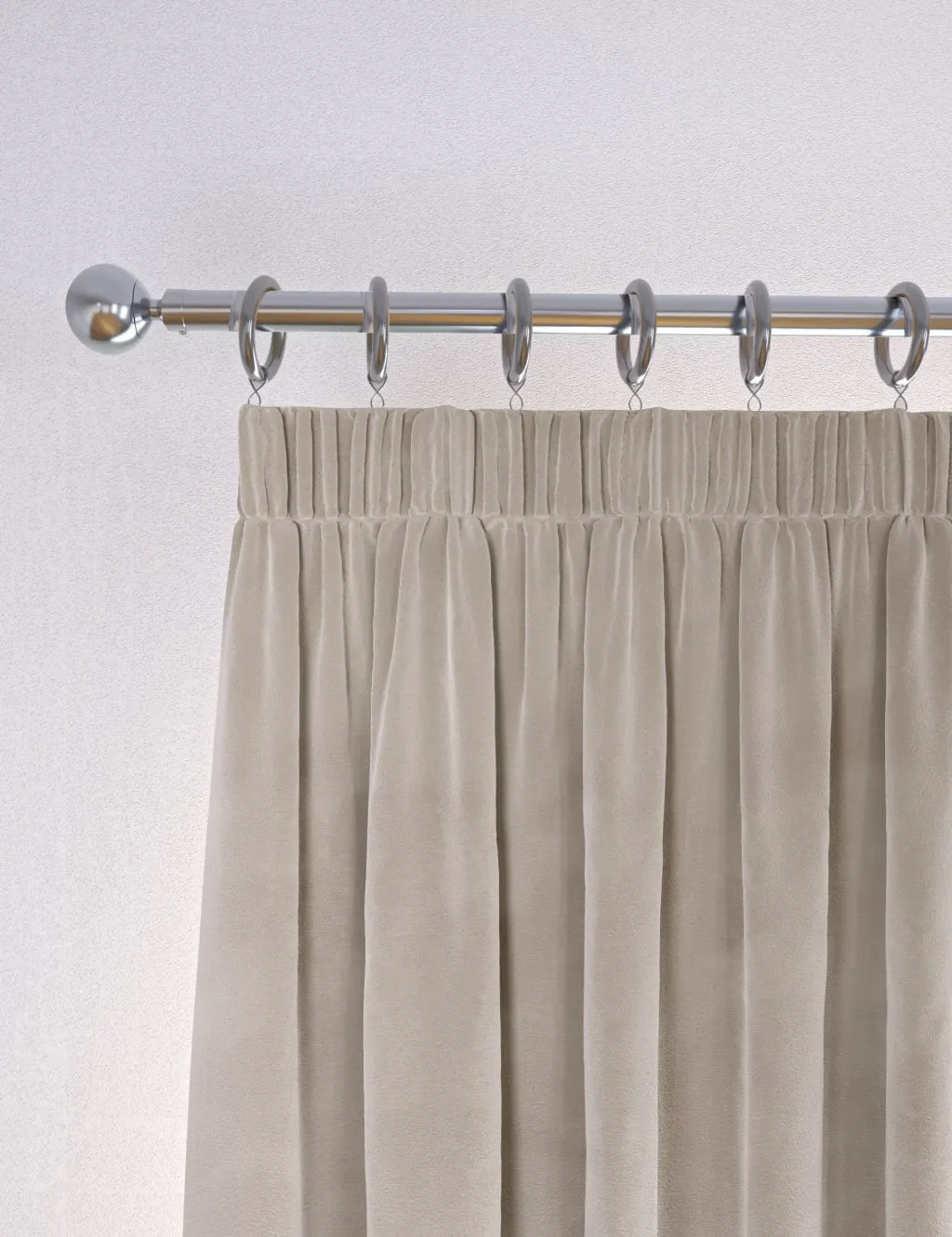 M&S Velvet Pencil Pleat Curtains Champagne
