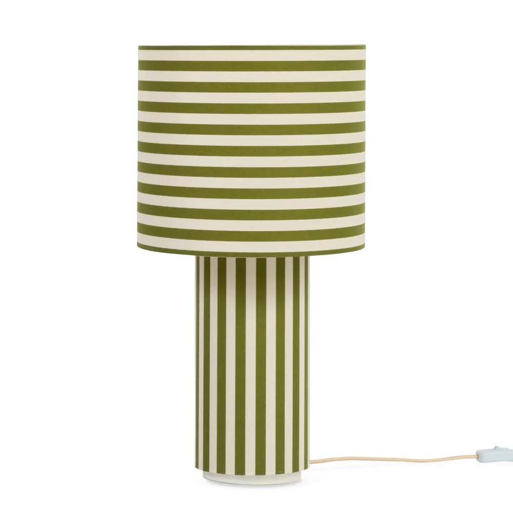 Heal's Raie Fabric Table Lamp Green/White 2