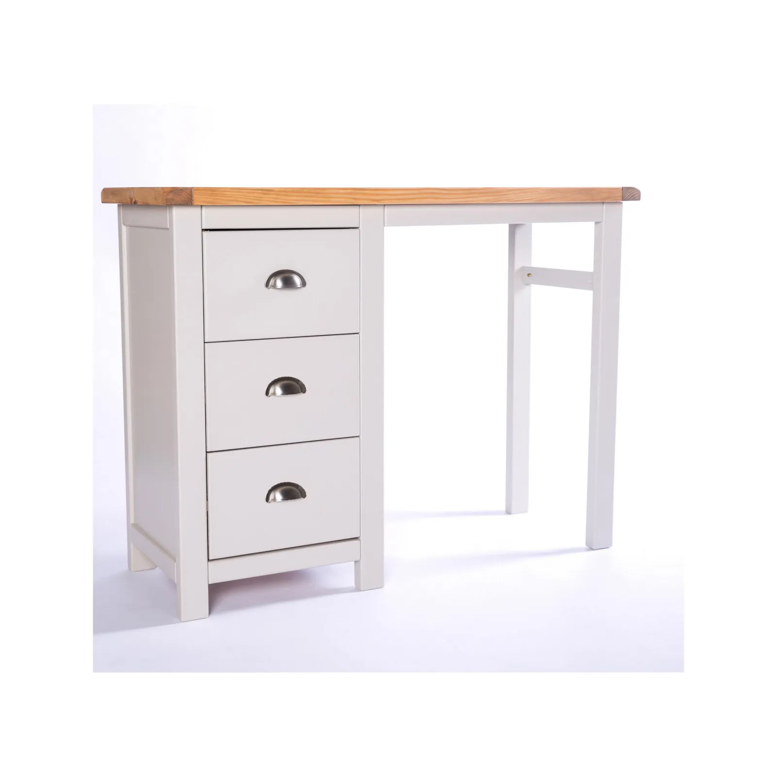 Cabinet Bits Argenta 3 Drawer Dressing Table Set Chrome Cup Handle in Light Grey 3