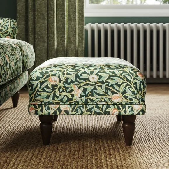 Jolene William Morris Bird & Pomegranate Print Velvet Footstool 2