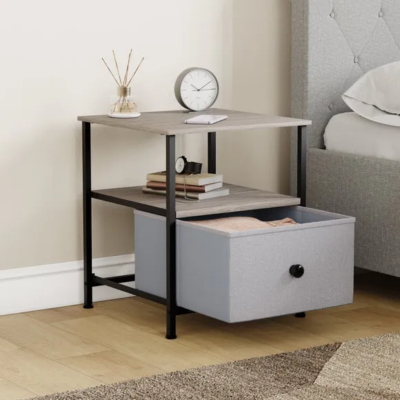 Maye 1 Drawer Fabric Bedside Table 2