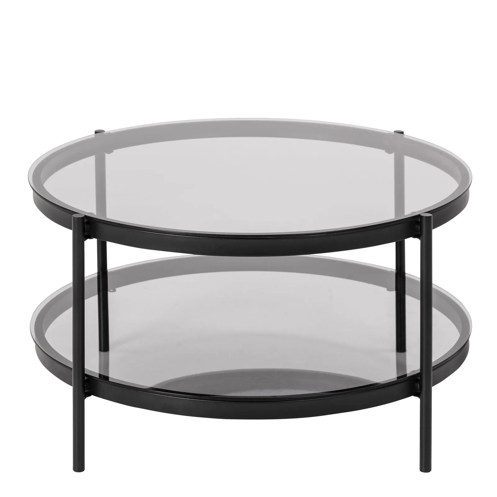 Furniture To Go Bayonne Round Coffee Table in Black with Smoked Glass Top 2