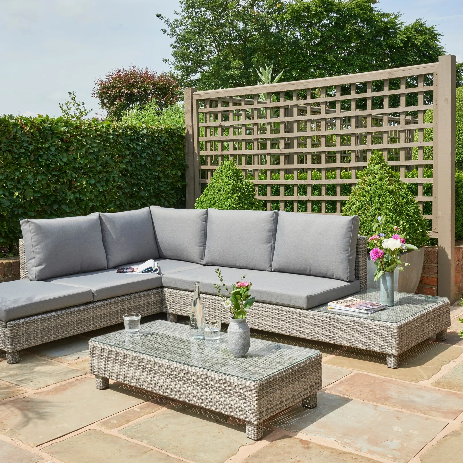 Bahama 4 Seater Grey Corner Sofa Set Grey