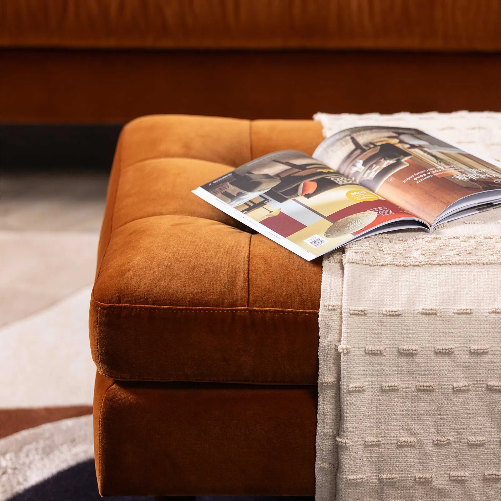 Hemingway Ottoman, Orange Velvet | Barker & Stonehouse 4