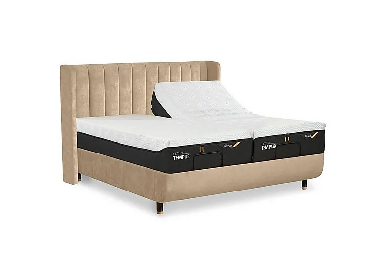 Arc Adjustable Disc Bed Frame with Lodret Headboard - King Size - Natural Ash