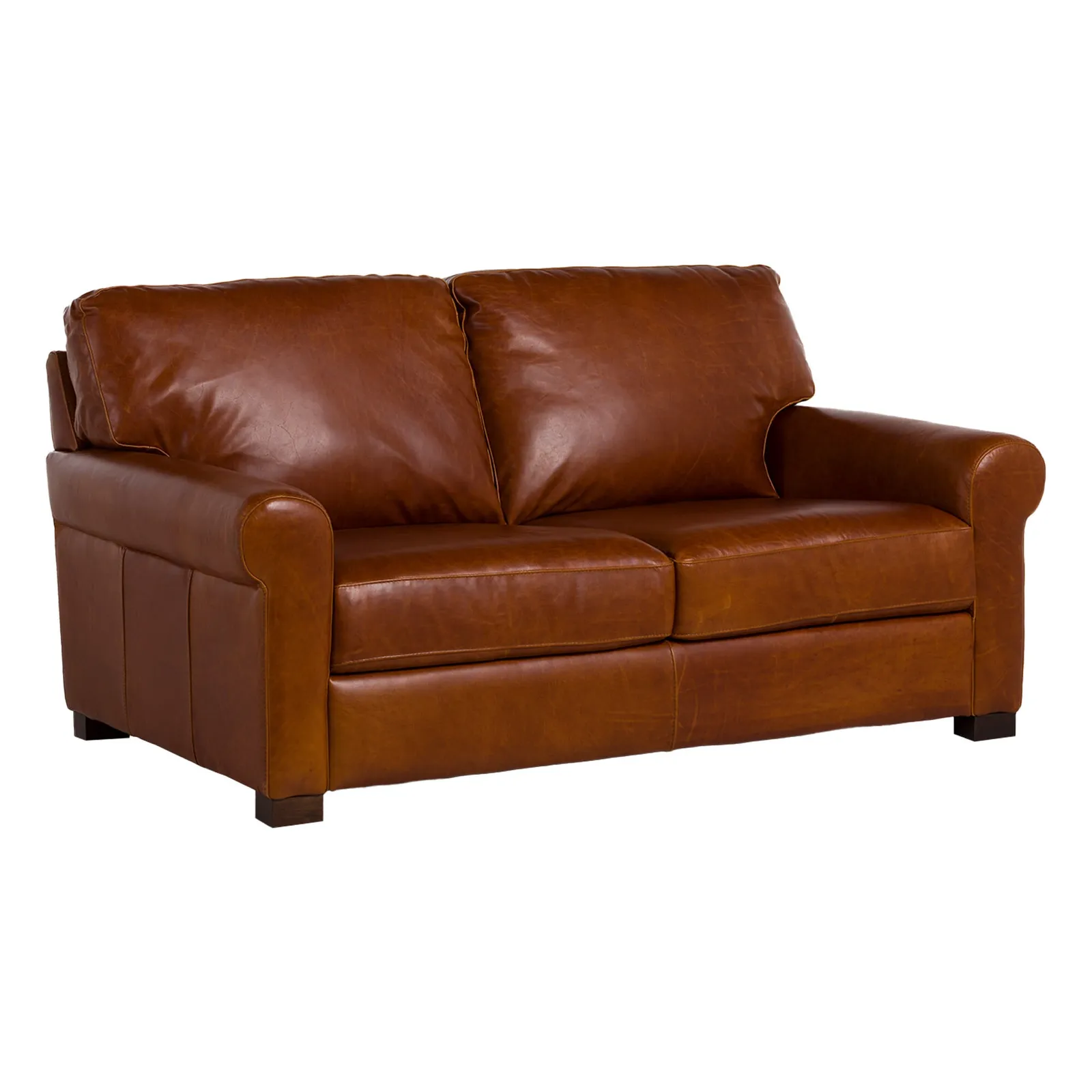 Rendola Loveseat Sofa, Brown Leather | Barker & Stonehouse 3