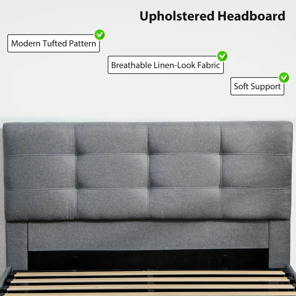 HOMCOM Upholstered Ottoman Bed, Storage Bed Frame, Grey 6