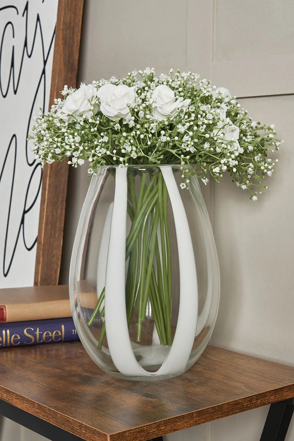 BHS Clear Glass & Opal Vase 4