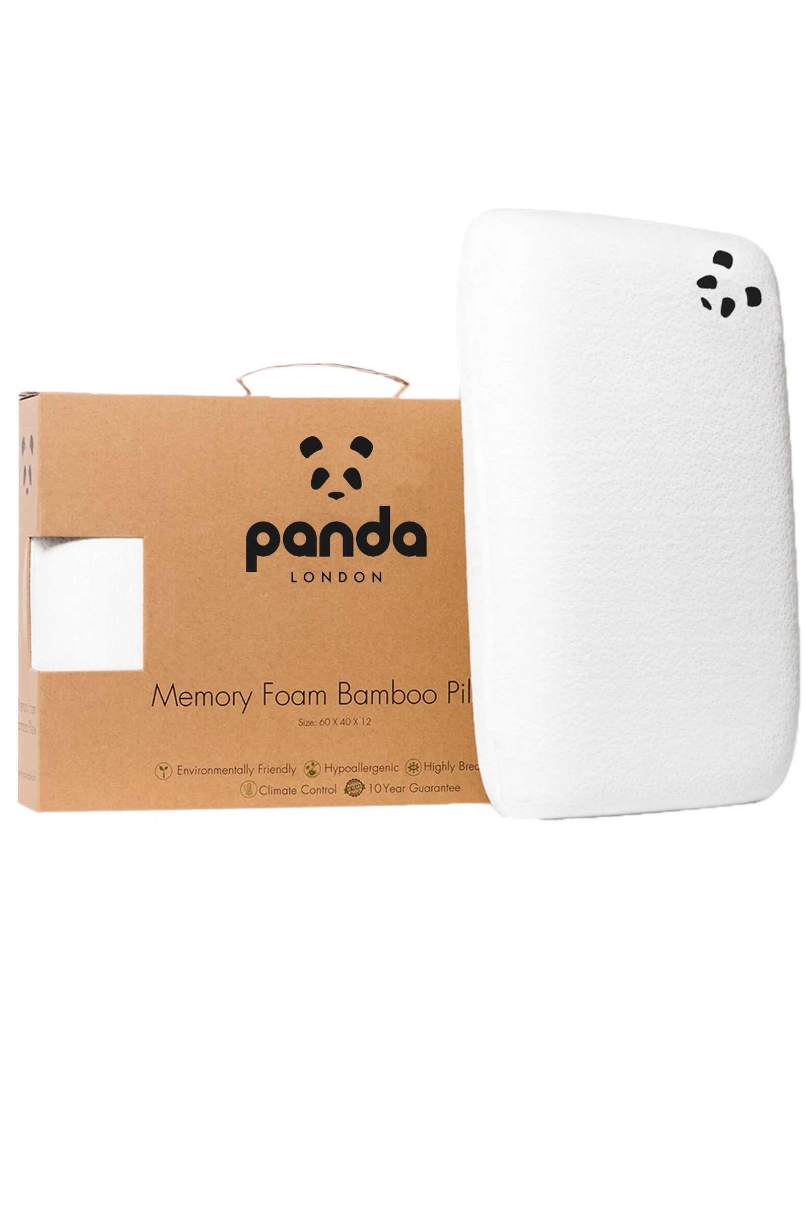 Panda London Memory Foam Bamboo Pillow in White