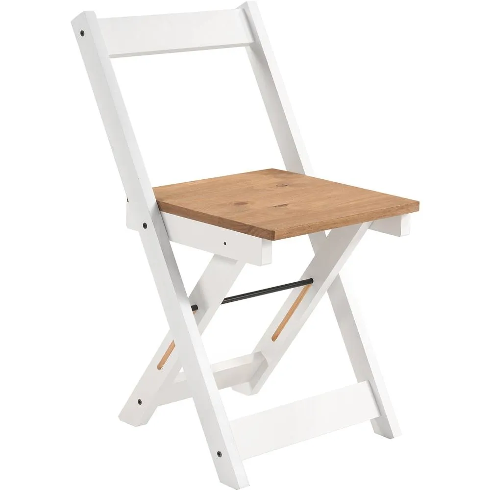 Seconique Santos Folding Chair (Box of 2) White/Distressed Waxed Pine in White 2