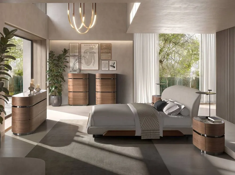 Angel Cerda Modern Double Bed in Light Grey 4