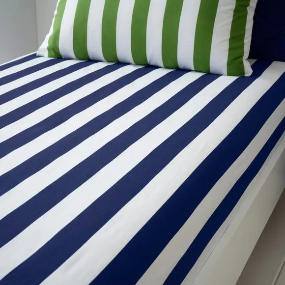 Set of 2 Bold Stripe Cotton Fitted Bed Sheets 2