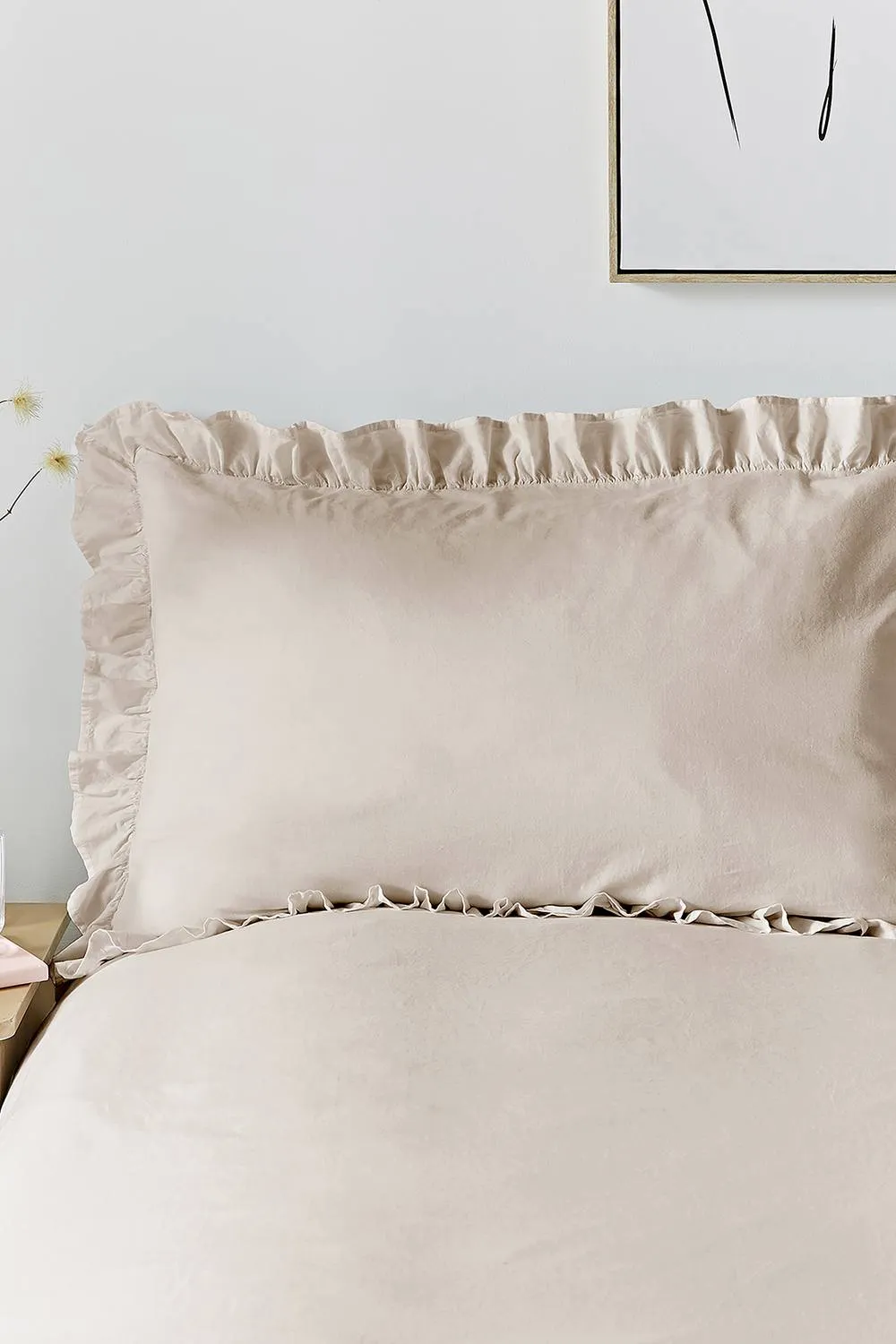 Appletree 'Cassia Frill' 100% Cotton Relaxed Look Duvet Cover Set in Natural 2