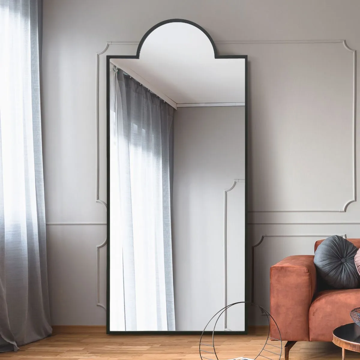 MirrorOutlet Black Modern Wall & Leaner Mirror 75" X 33" (190 x 85CM) 5