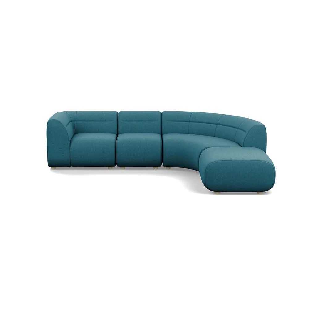 Heal's Lilli Right Hand Facing Curved Corner Sofa Brushed Cotton Cadet Natural Beech Feet 1