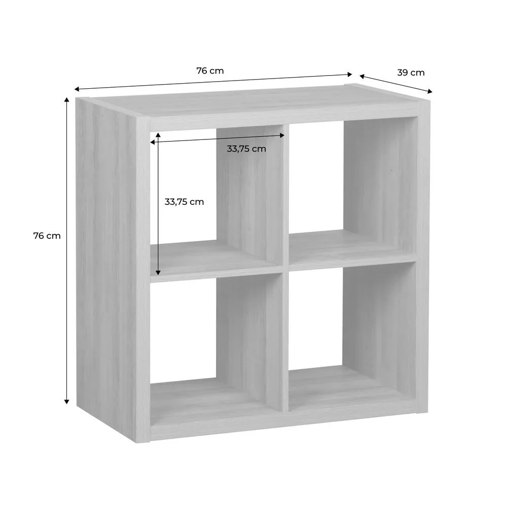 sweeek 2-level Cubic Bookshelf With 4 Compartments in Brown 6