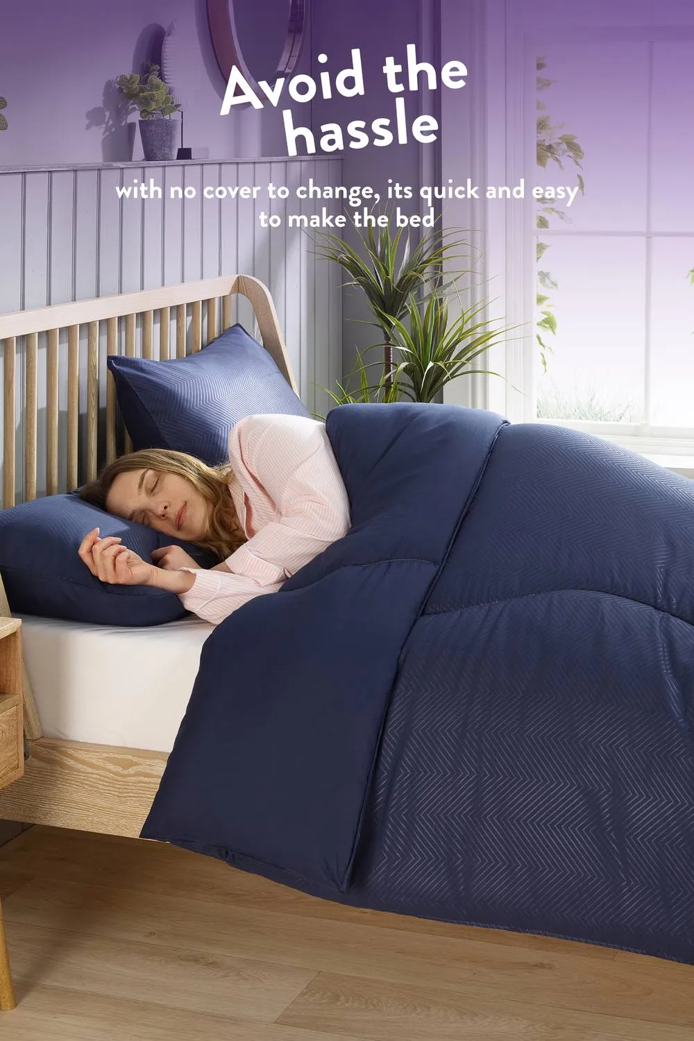 Snuggledown Coverless Embossed Herringbone 10.5 Tog Duvet, Navy 2