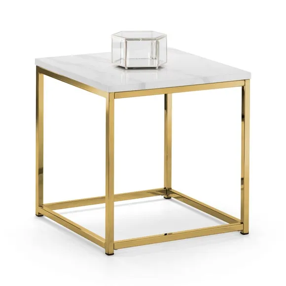 Scala Lamp Table, Gold and Marble Effect 2