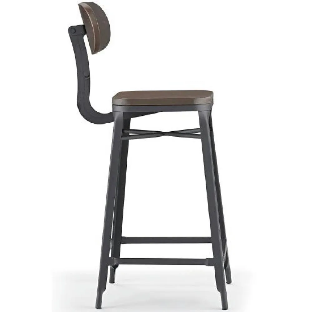 netfurniture Fapone Farmhouse Kitchen Bar Stool - Black Frame & Cherry Seat 4