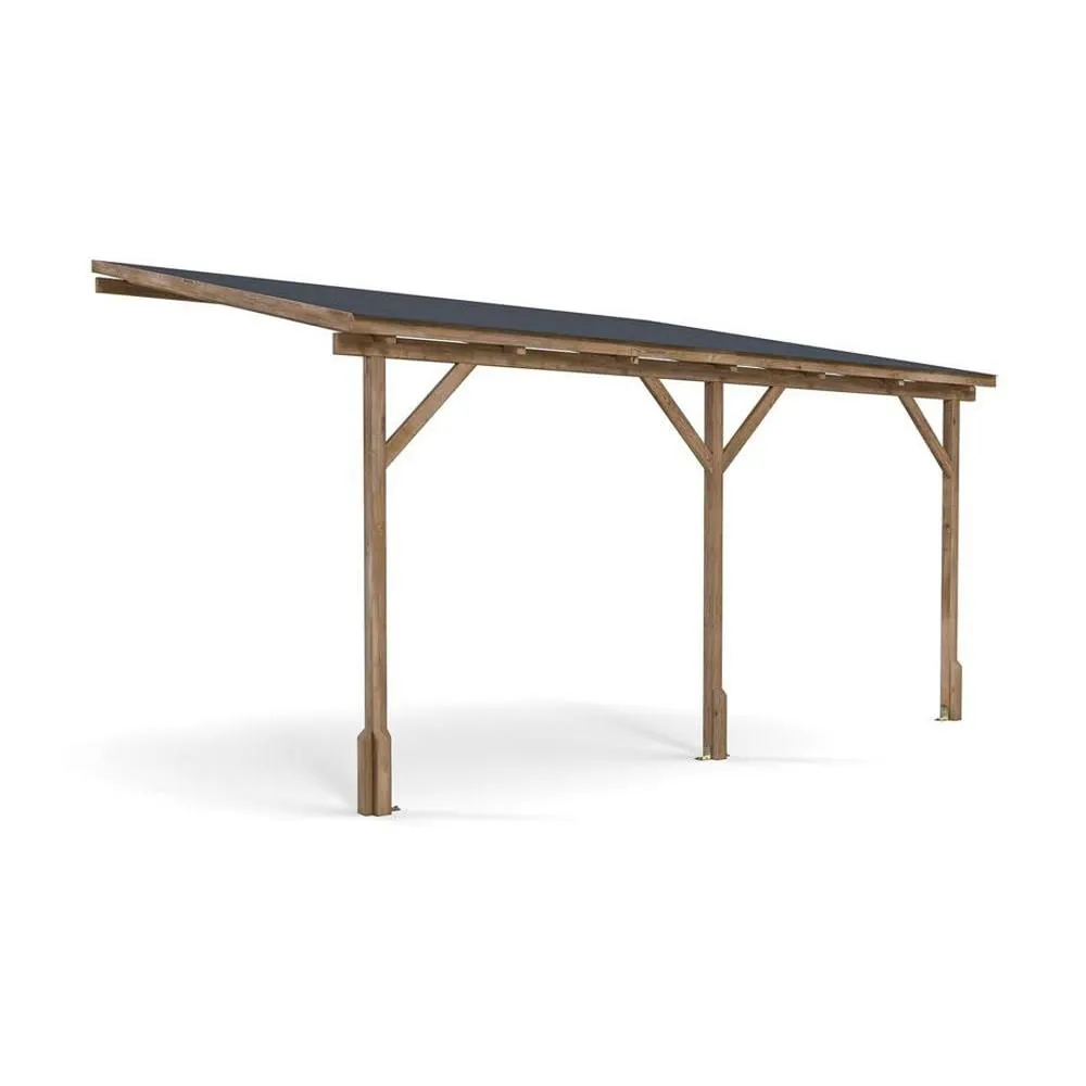 Dunster House Wooden Lean-To Gazebo 4x3m Wall Mounted, Superfelt Included, Utopia in Brown