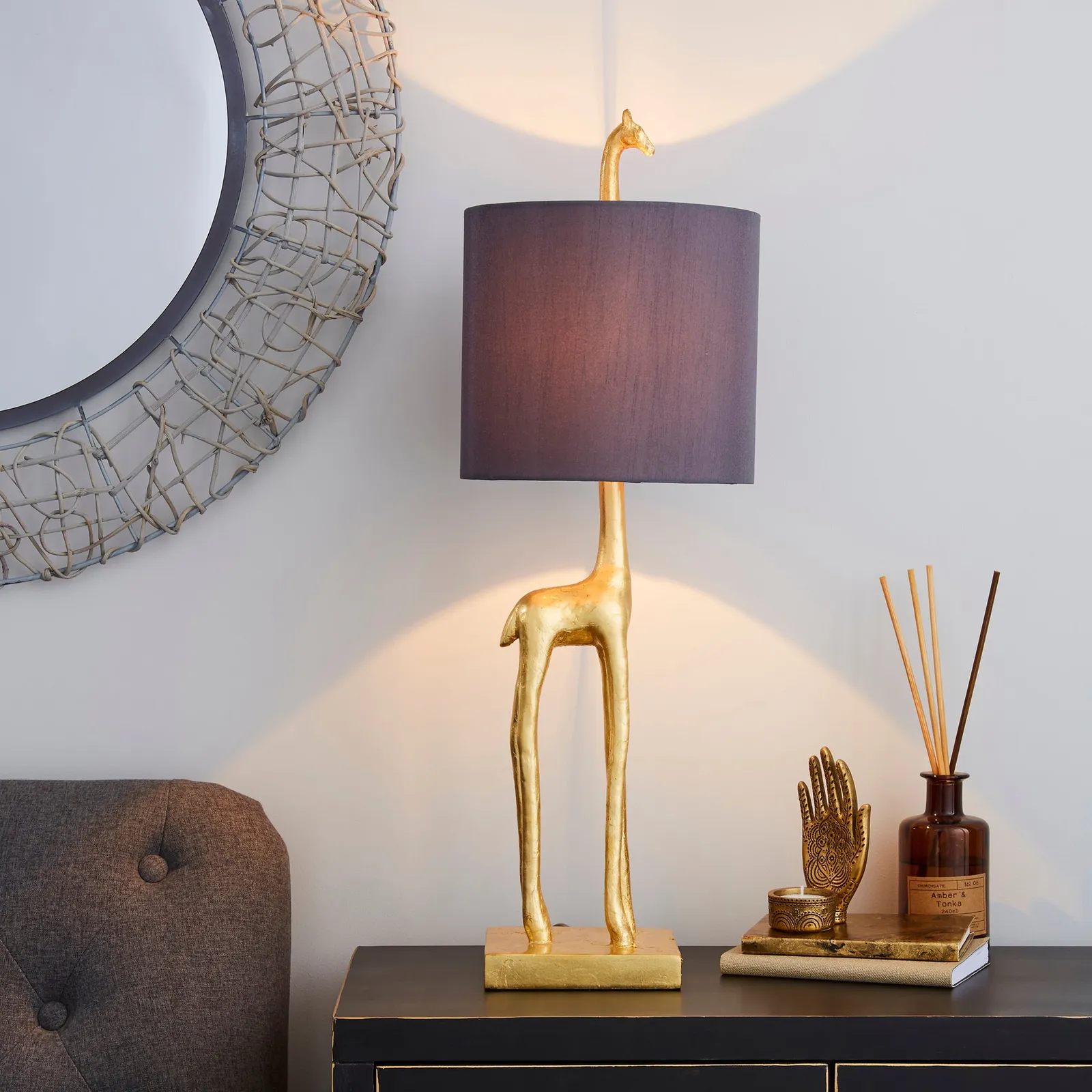Malmo Giraffe Gold Table Lamp Gold