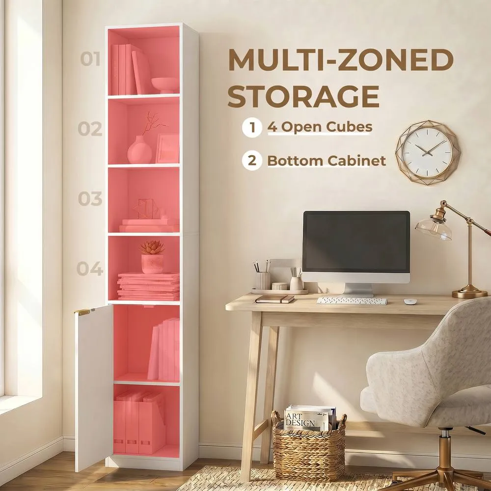 HOMCOM Bookcase Adjustable Shelf 6-Tier in White 4