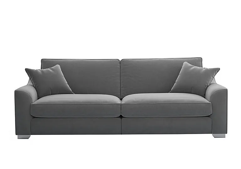 Isobel 4 Seater Fabric Fibre Fill Sofa - Koala Cub with Chrome Feet