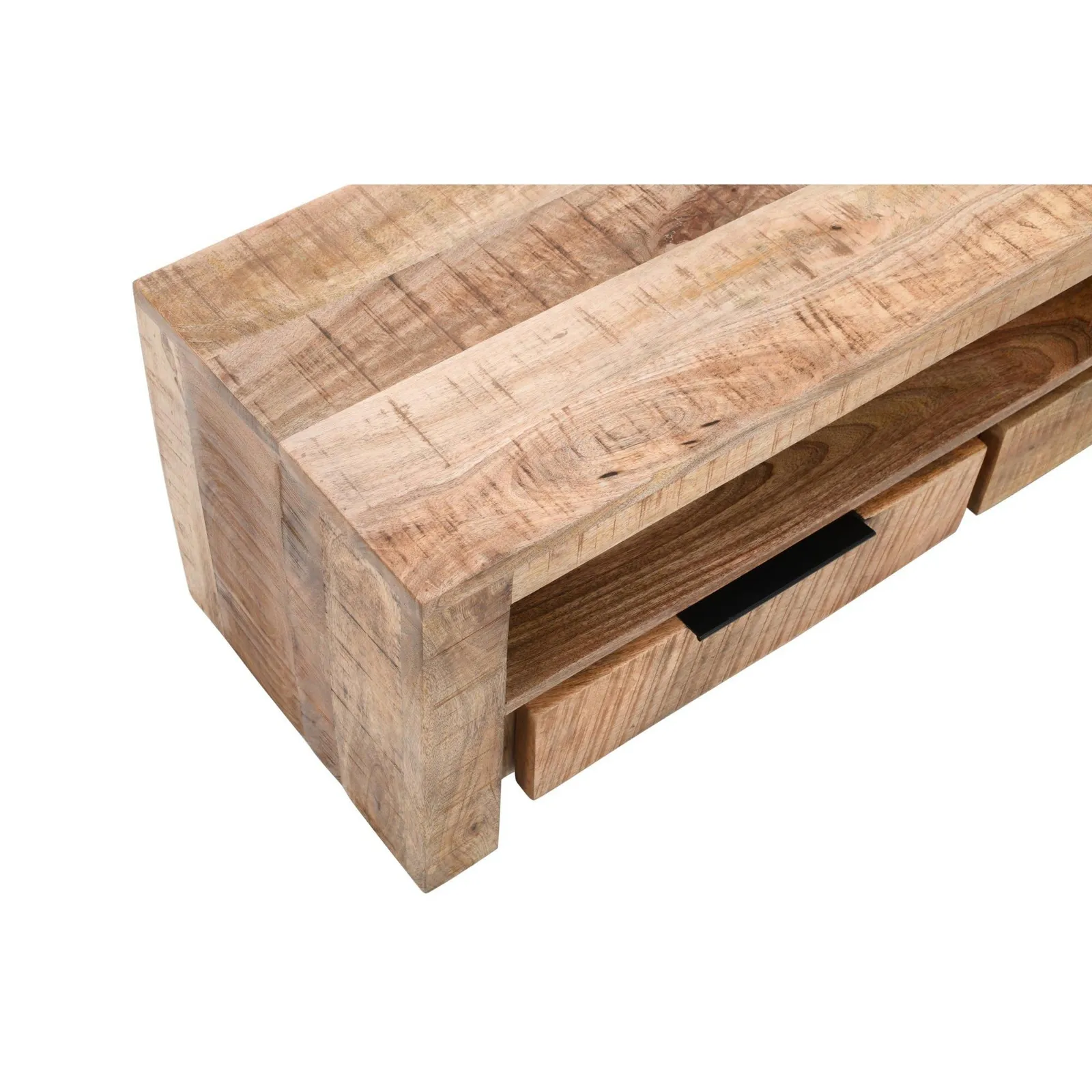 IH Design Bratton Mango Wooden Tv Stand With 2 Drawers in Brown 6