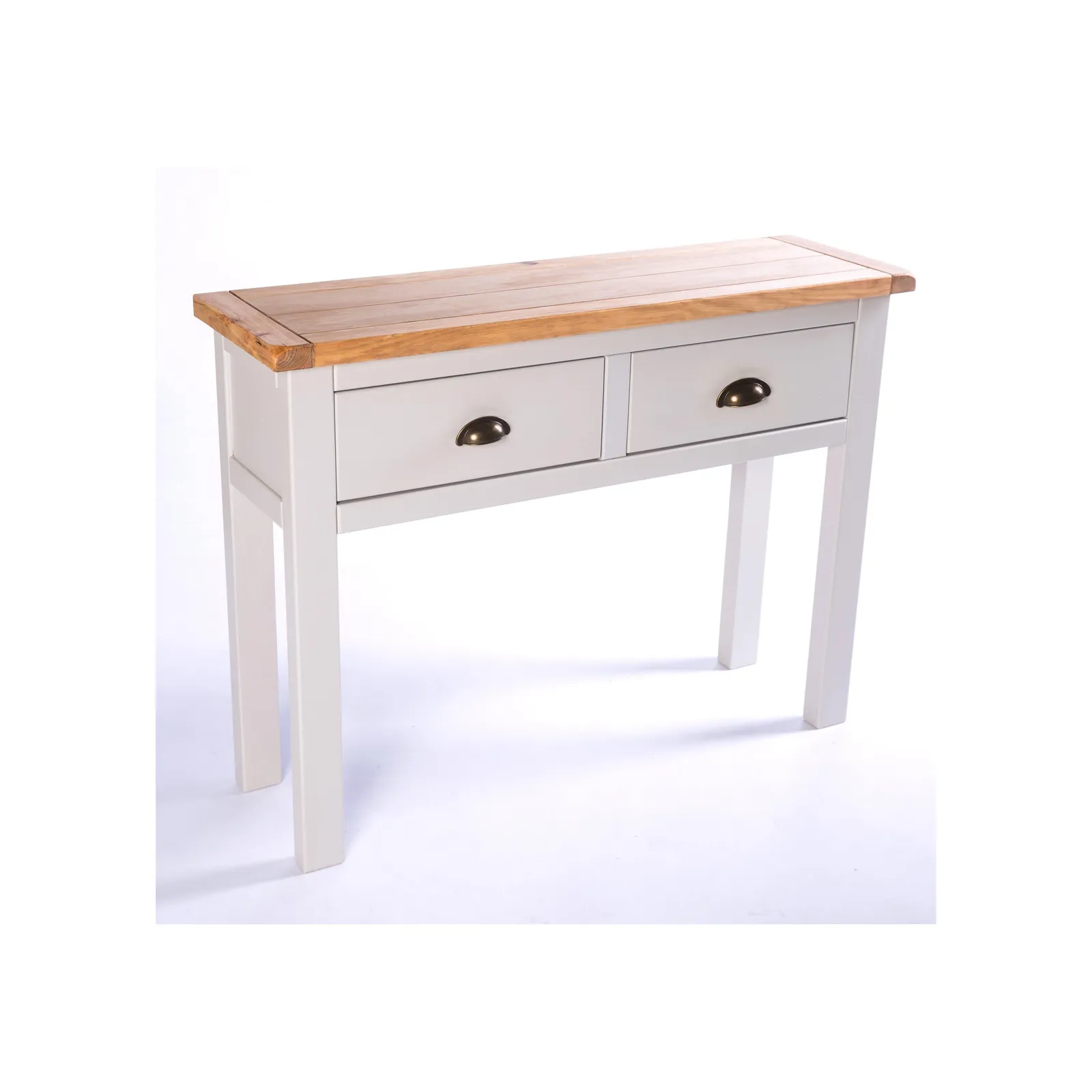 Cabinet Bits Argenta Light Grey 2 Drawer Console Table Brass Cup Handle 2