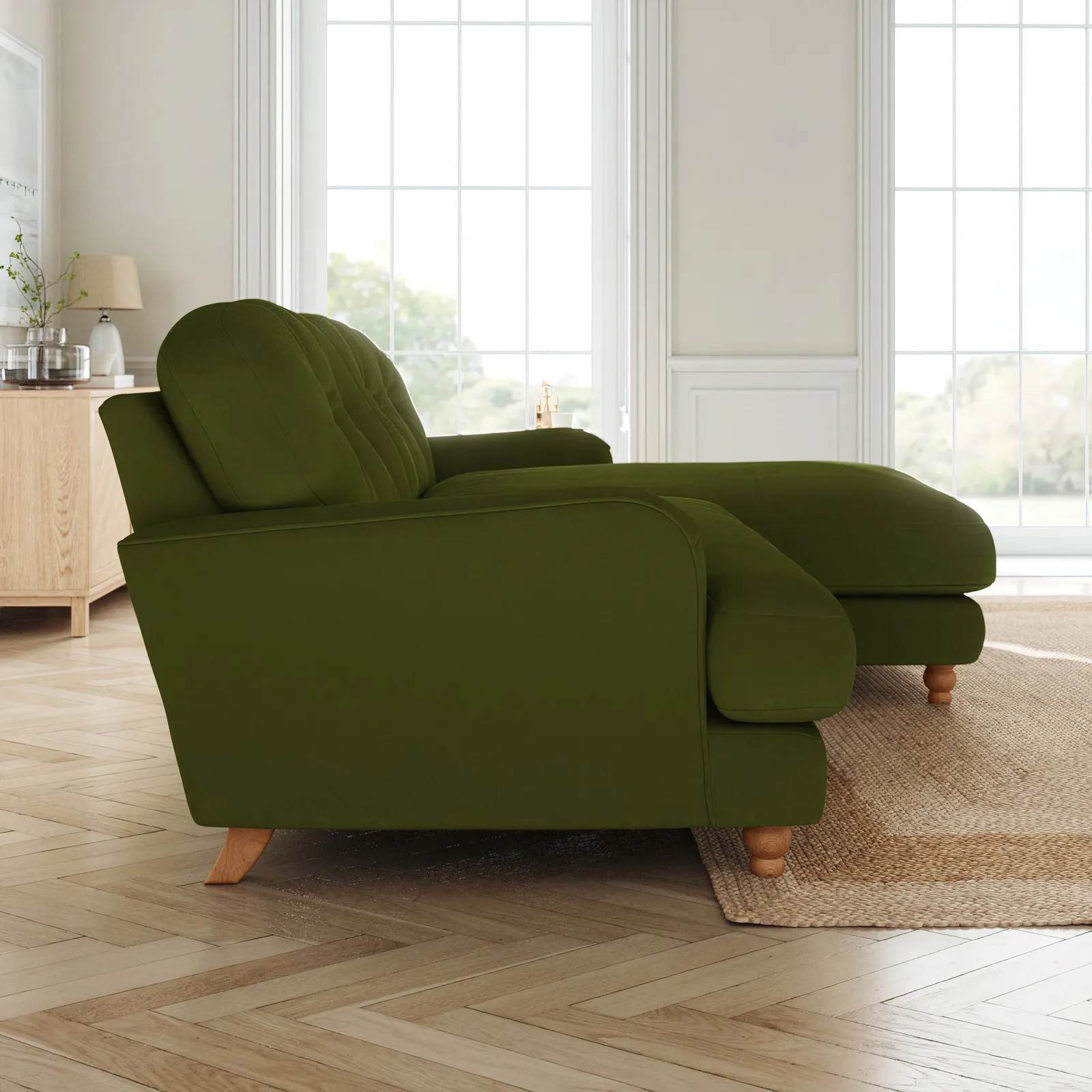Martha Matte Plush Velvet Corner Chaise Sofa 2
