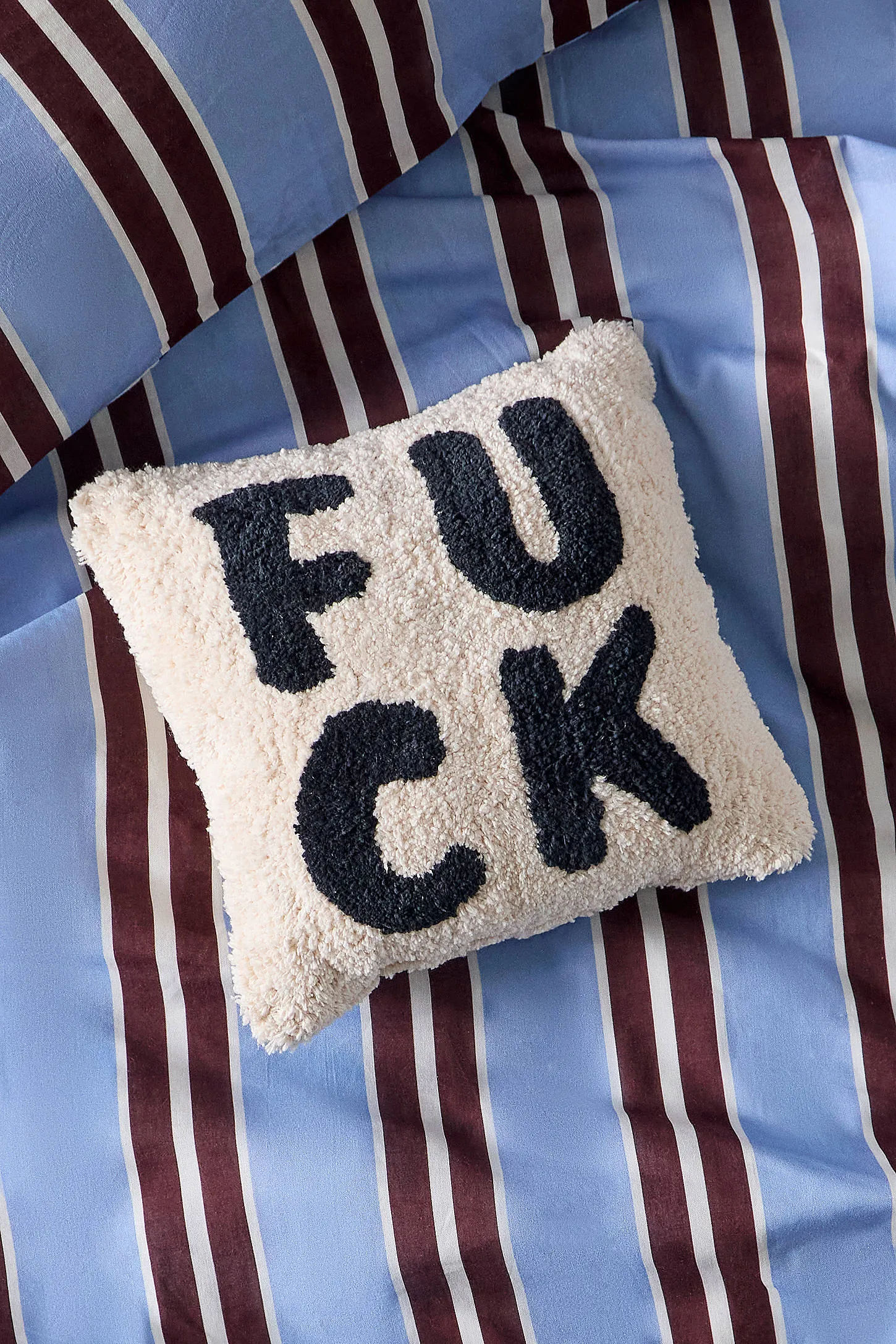 F*ck Tuft Mini Cushion - Black/White 25cm x 25cm