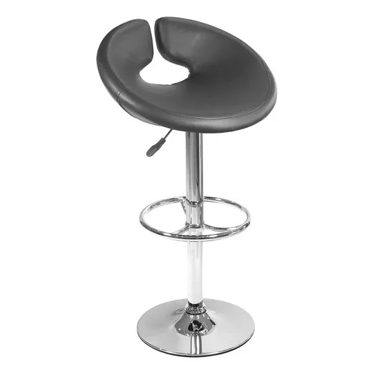 Generoso Black Leather Bar Stool With Chrome Base