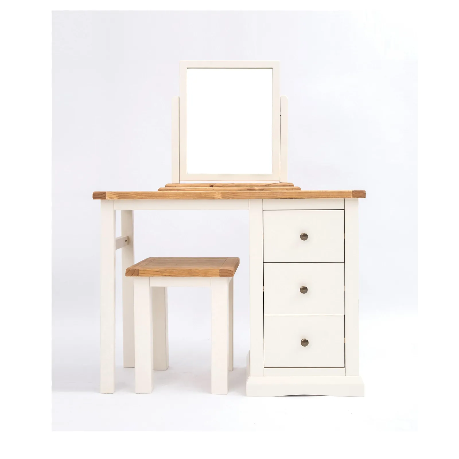 Cabinet Bits Castelli 3 Drawer Dressing Table Set Brass Knob in Off-White
