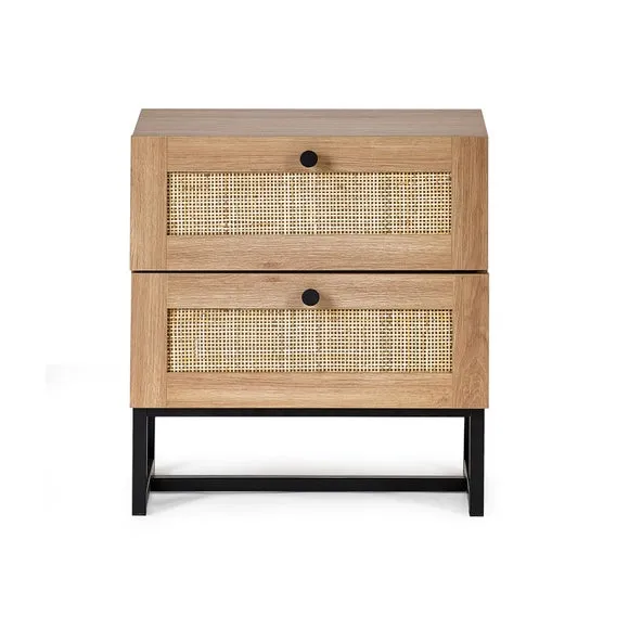 Return - Hollis 2 Drawer Bedside Table, Oak 2
