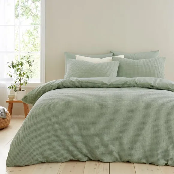 Ashton Waffle 100% Cotton Duvet Cover & Pillowcase Set 1