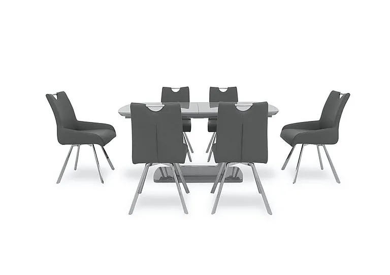 Nadal Extending Dining Table, 4 Swivel Chairs and 2 Swivel Arm Chairs