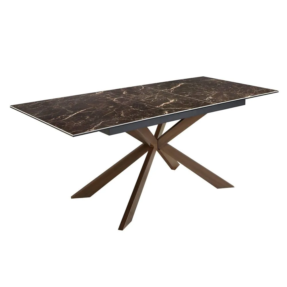 Angel Cerda Extendable Dining Table Brown Porcelain Marble Top