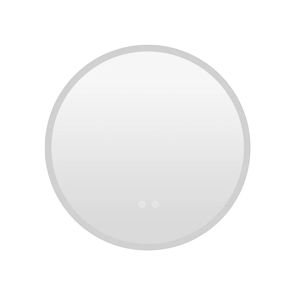 Costway 70 CM Round LED Bathroom Mirror with 3 Light Colors in Silver